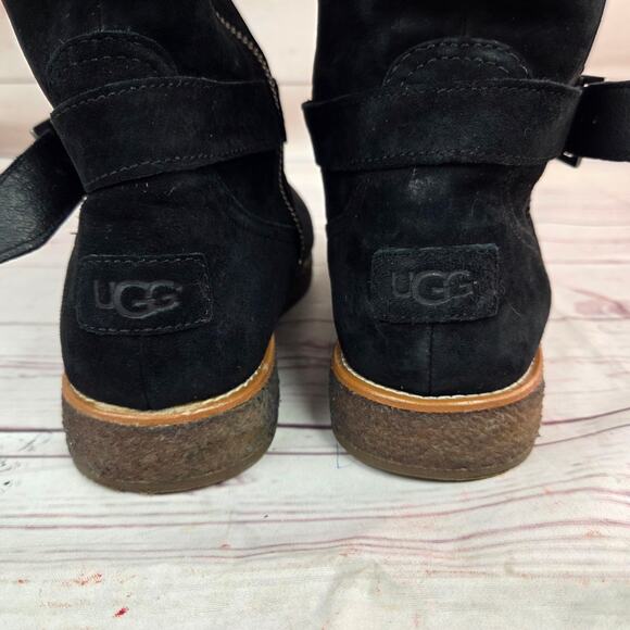 UGG Australia Size 9 GELLAR Black SUEDE WATER RESIST RIDING BOOT 1013196 - Picture 8 of 10